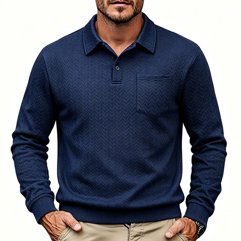 Herren Luxuriöses Langarm-Polohemd Drune