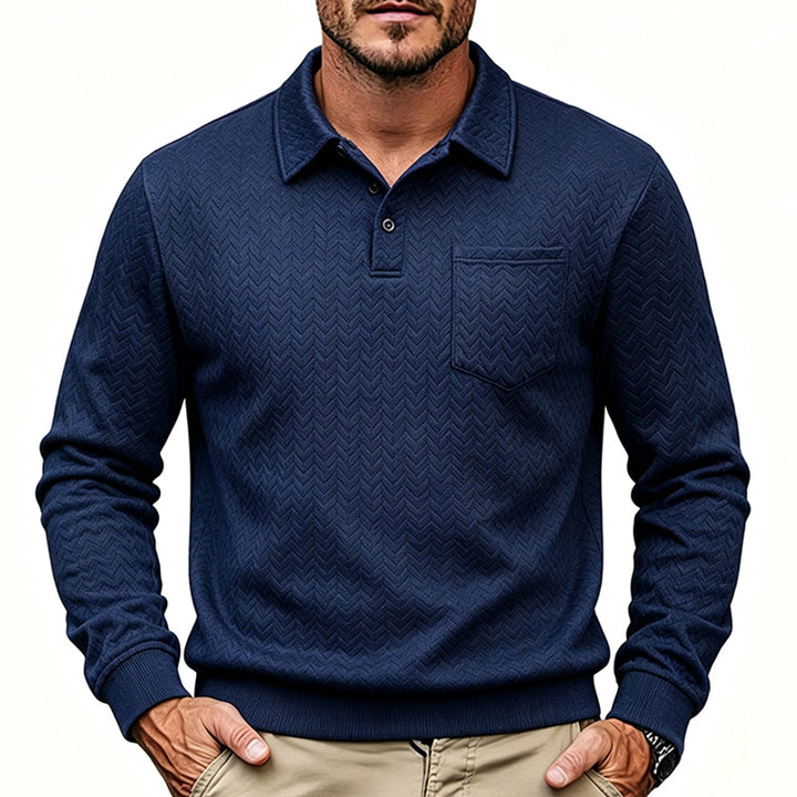 Herren Luxuriöses Langarm-Polohemd Drune