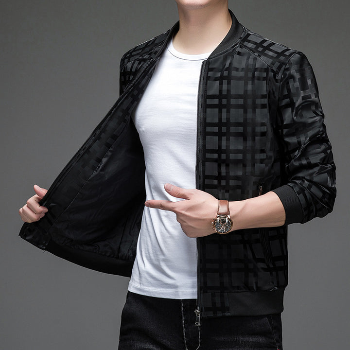Herren leichte Bomberjacke mit modernem Karodesign Drune