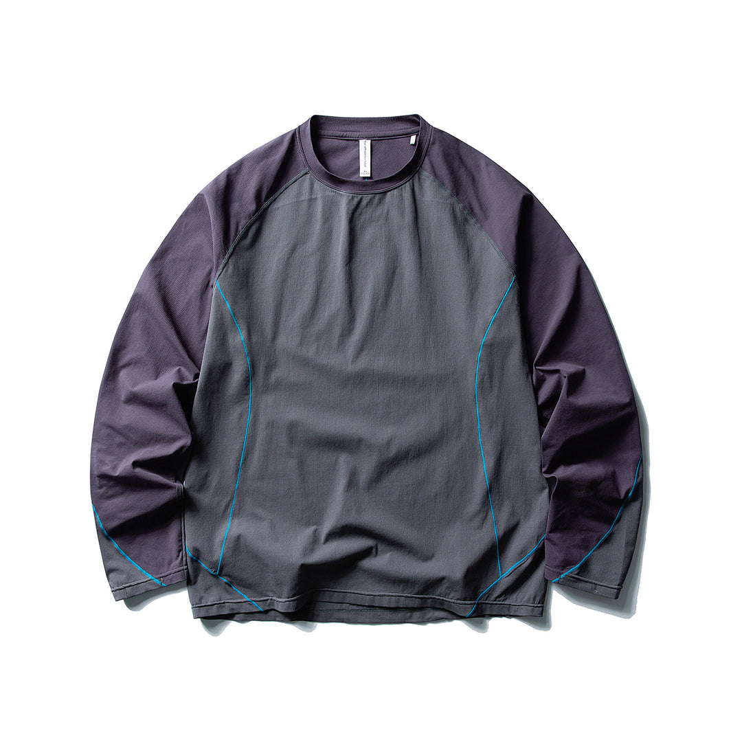 Damen Oversize-Langarmshirt mit Raglanärmeln und markanten Kontrastnähten Drune