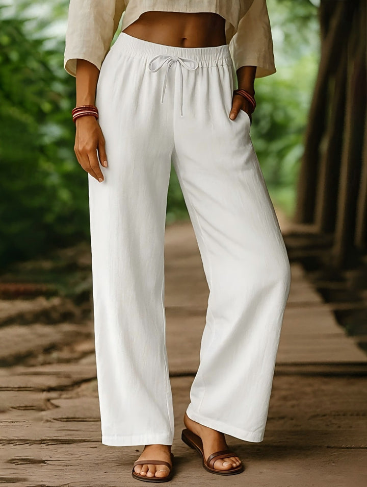 Damen Luftige Freizeithose mit weitem Schnitt und elastischem Bund Drune