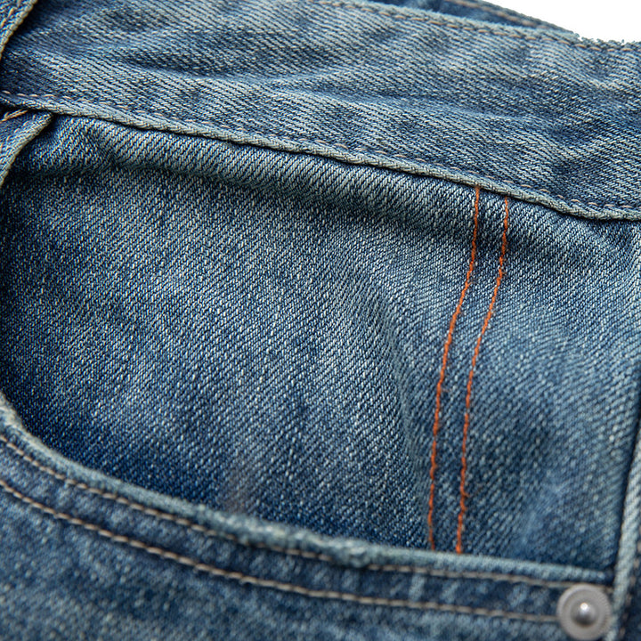 Damen Weite High‑Waist Relaxed Denim-Jeans mit Used‑Look Drune