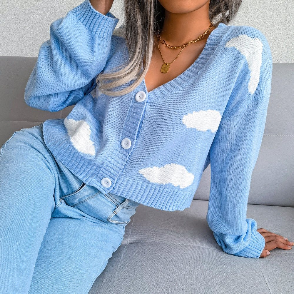 Damen Baumwolljacke mit charmantem Wolkendesign und lässigem Schnitt Drune