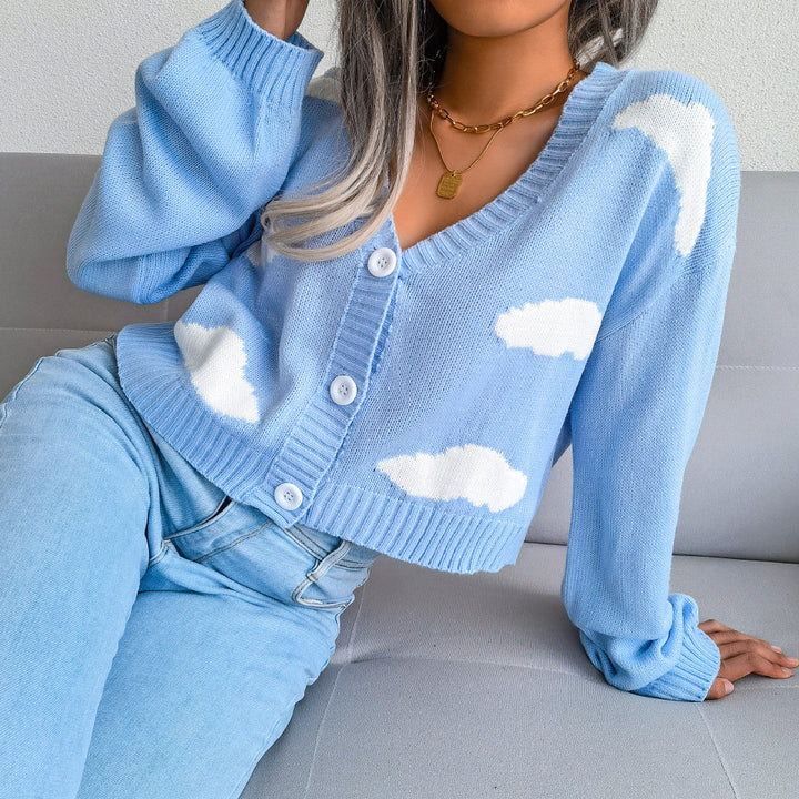 Damen Baumwolljacke mit charmantem Wolkendesign und lässigem Schnitt Drune