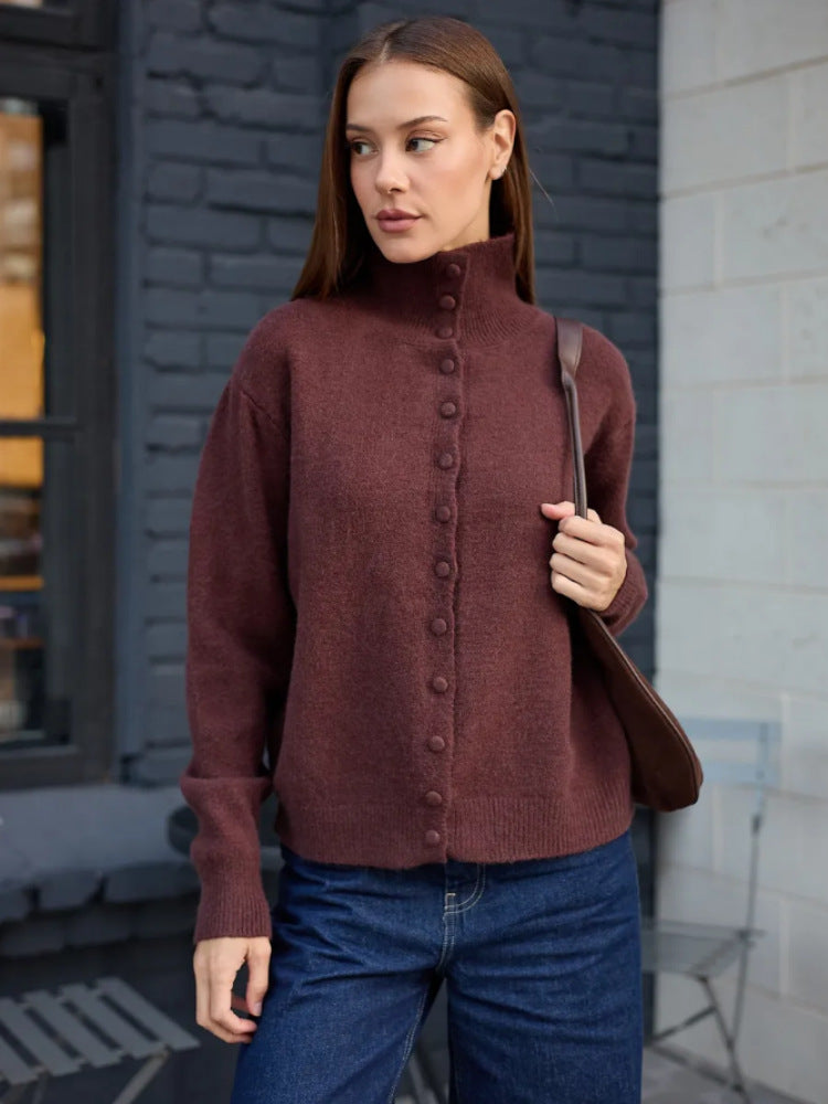 Damen Eleganter Pullover mit Knopfleiste Drune
