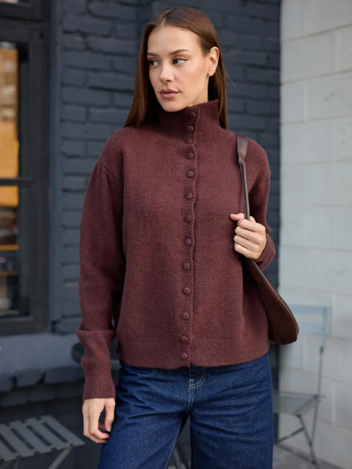 Damen Eleganter Pullover mit Knopfleiste Drune