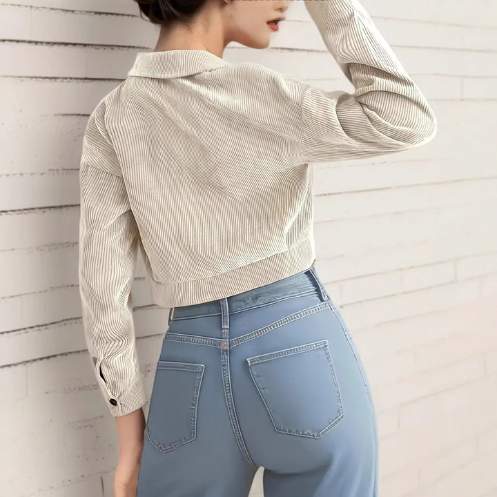 Damen Kurzarm-Cropped-Jeansjacke