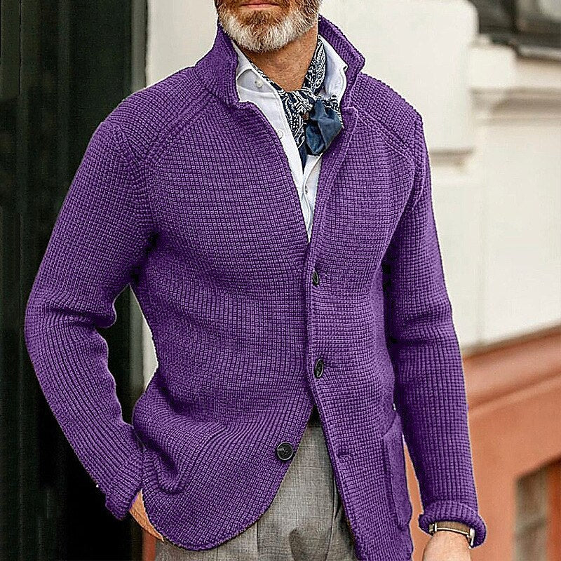 Herren Strickjacke mit Stehkragen und Strukturstrick Drune