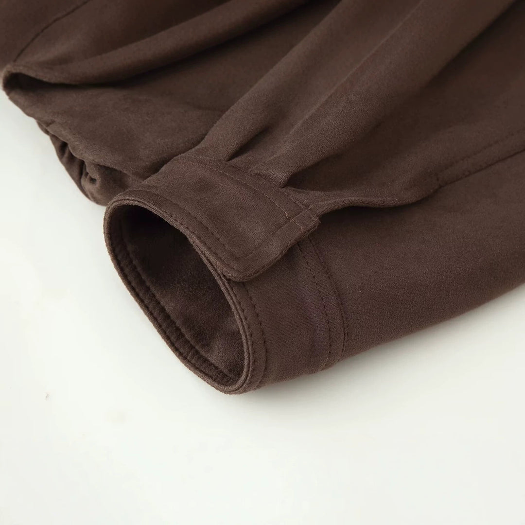 Damen Kurze Boxy‑Jacke mit Funnelkragen und verdeckter Front Drune