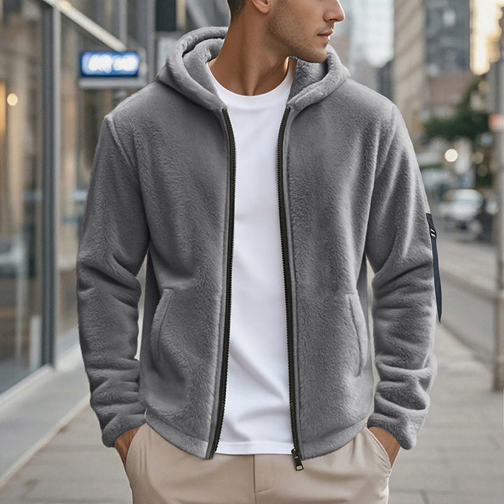 Herren Fleecejacke mit Kapuze und praktischen Taschen Drune