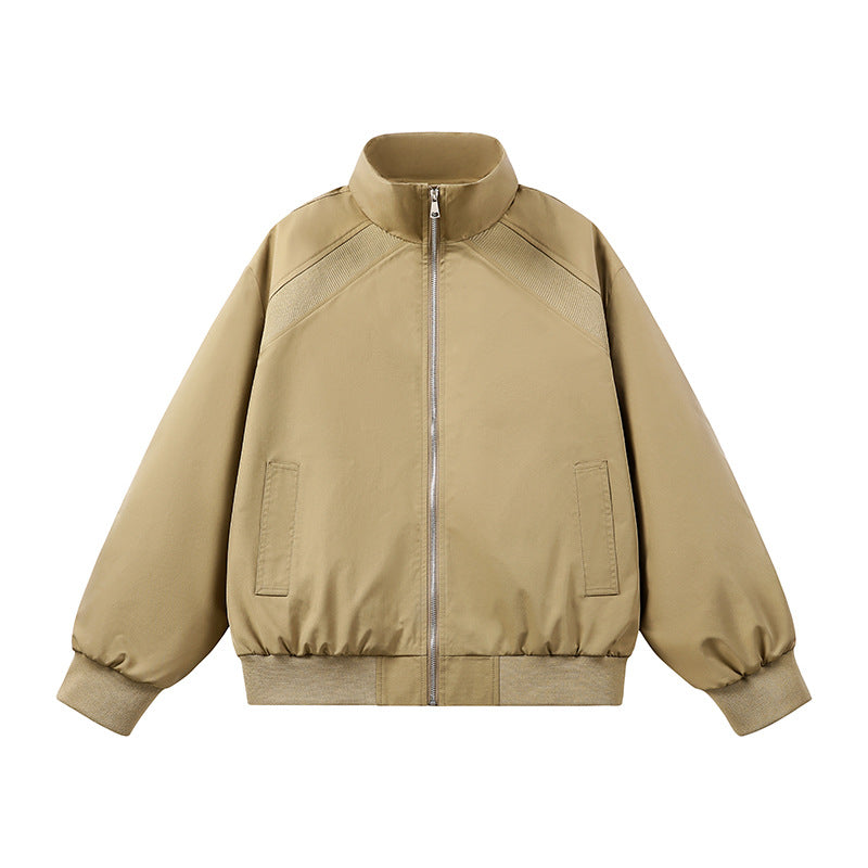Herren Kunstvelours‑Bomberjacke im Oversize‑Boxy‑Cut mit Zwei‑Wege‑Reißverschluss & elastischem Saum Drune