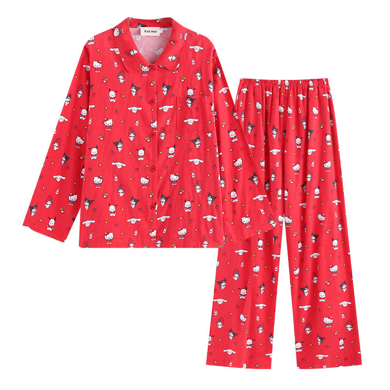 Drune | Elegante rote Weihnachts-Pyjama - Damen