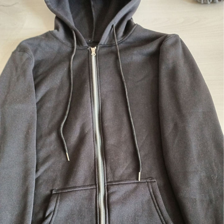 Damen nan zweiteiliges Lounge-Set mit Kapuzenjacke Reißverschluss und weiter Hose mit hohem Bund aus Sweatstoff Drune