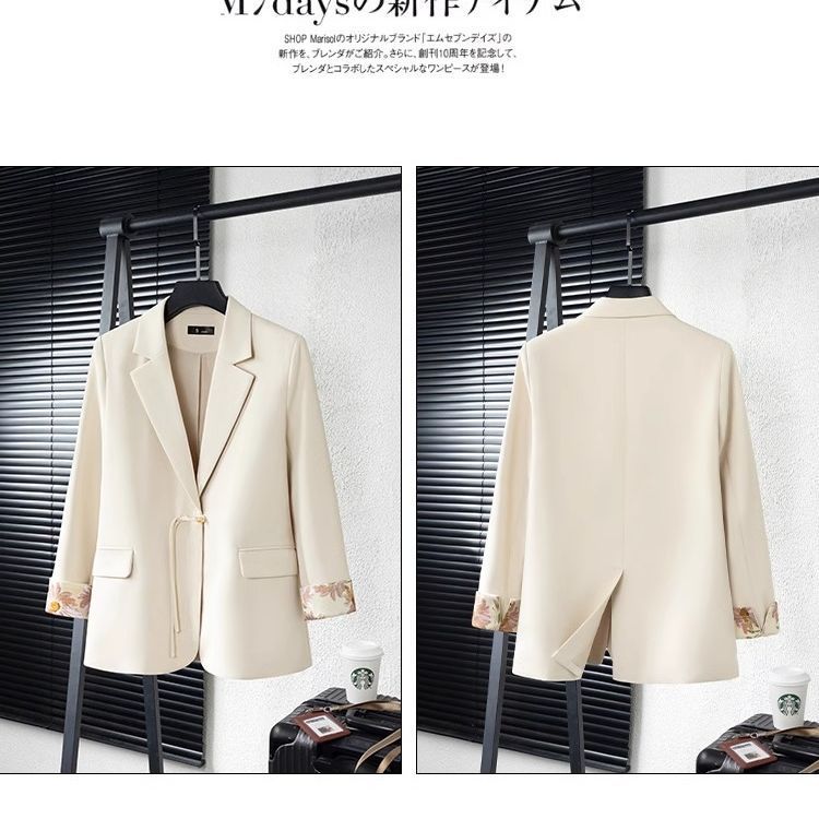 Damen elegantes Blazer-Ensemble mit floralem Innenfutter Drune