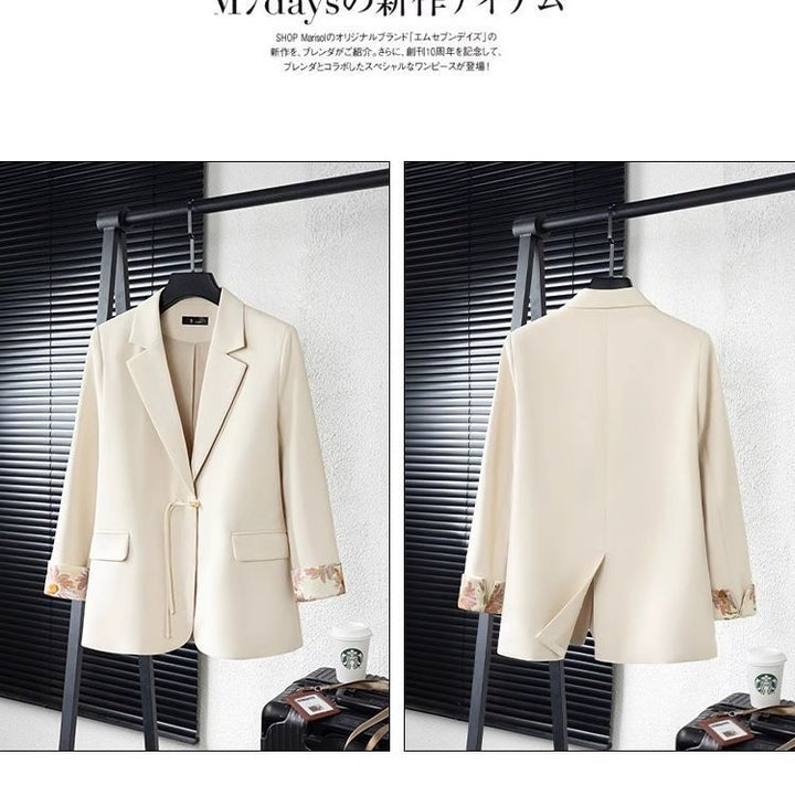 Damen elegantes Blazer-Ensemble mit floralem Innenfutter Drune