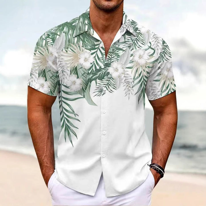 Herren Kurzarmhemd mit tropischem Blumendesign Drune