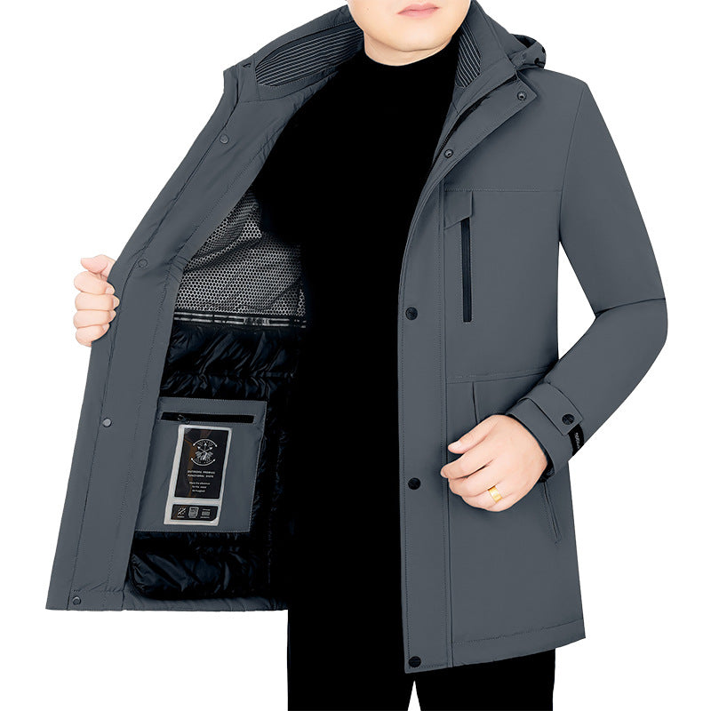 Herren Wasserabweisender Parka mit herausnehmbarer Kapuze und integrierter Smartphone-Innentasche Drune