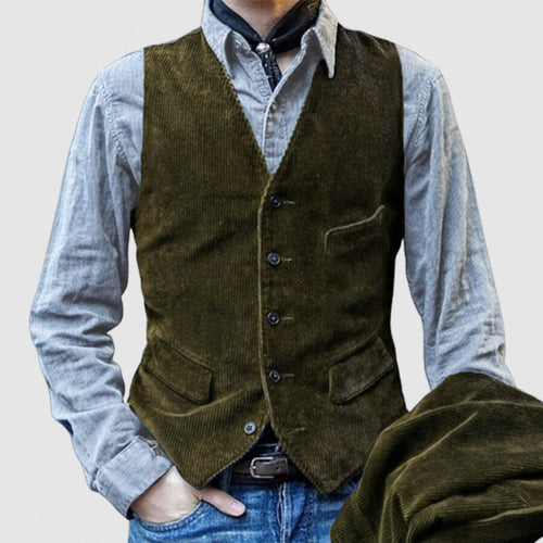 Herren elegante Cordweste mit praktischen Taschen Drune