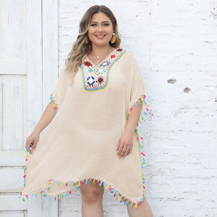 Damen Strandtunika mit fransigen Details Drune