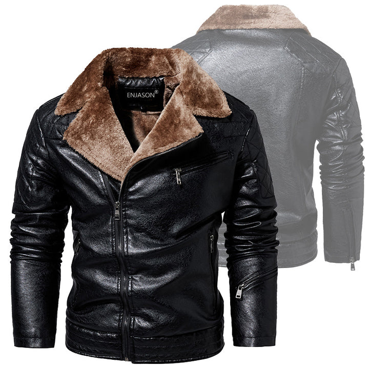 Herren Robuste Lederjacke mit Teddyfutter Drune