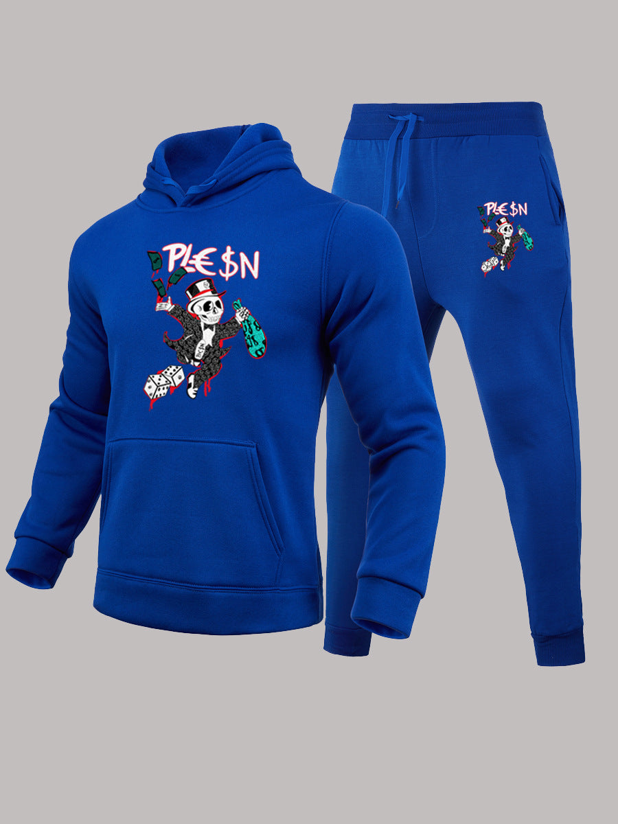 Herren Jogginganzug mit auffälligem Grafikdesign und praktischem Kängurutaschen Drune