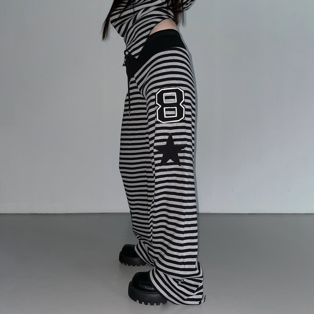 Damen Freizeithose mit gestreiftem Muster und praktischen Seitentaschen Drune