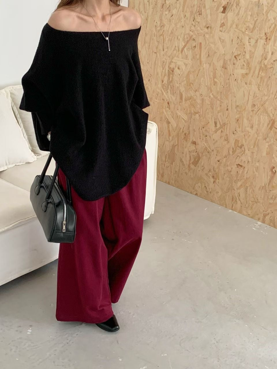 Damen Oversized Strickpullover mit lässigem Schnitt und dramatischen Ärmeln Drune