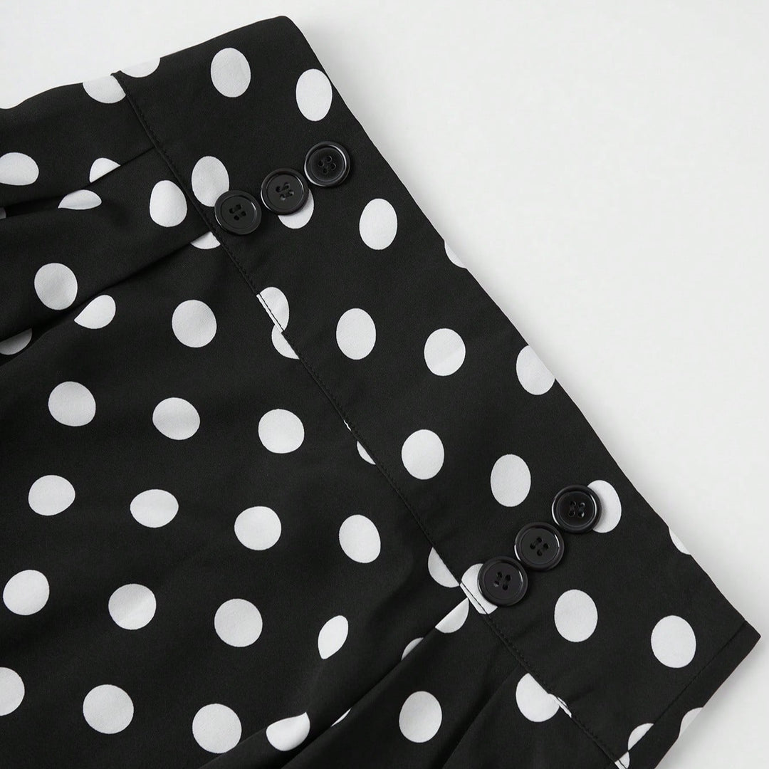 Damen Eleganter Midirock mit Polka Dots Drune