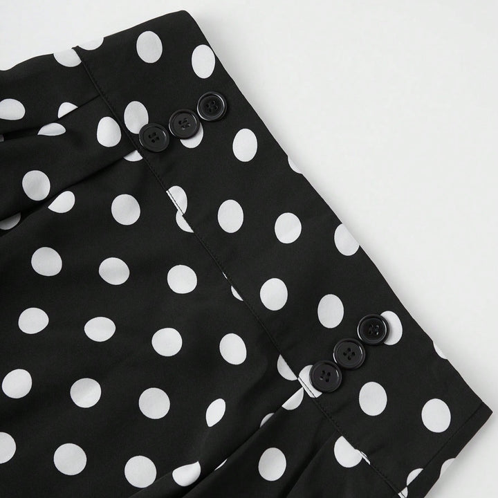 Damen Eleganter Midirock mit Polka Dots Drune