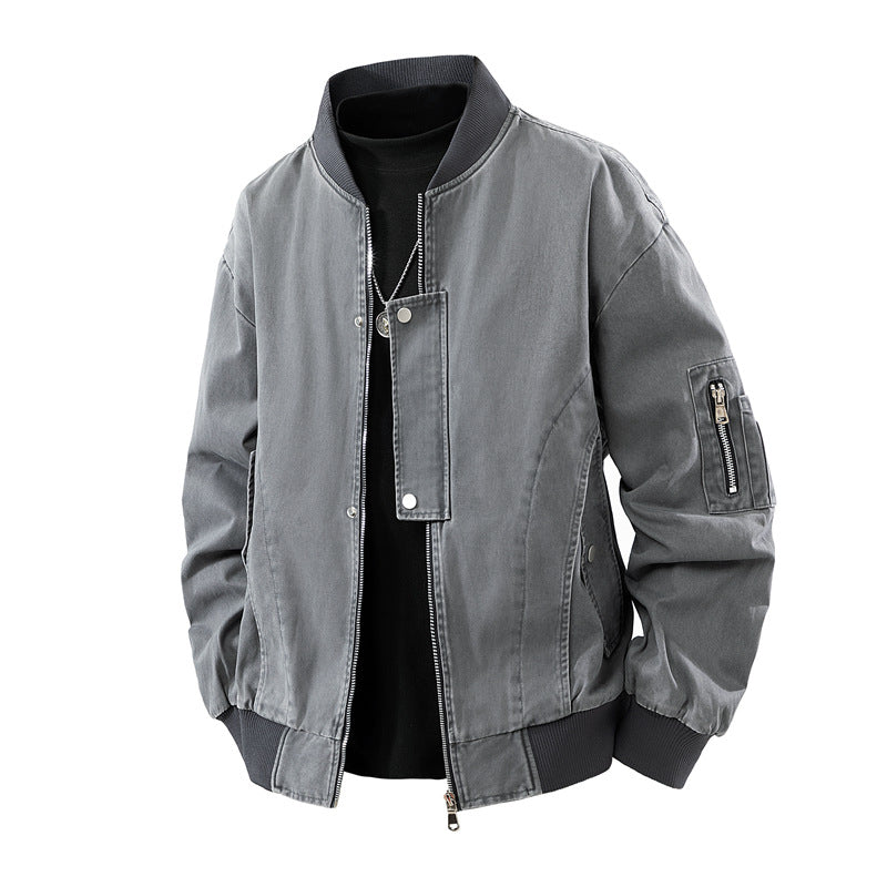 Herren Boxy-Bomberjacke im Utility-Look mit Ärmel-Reißverschluss & Rippbündchen Drune