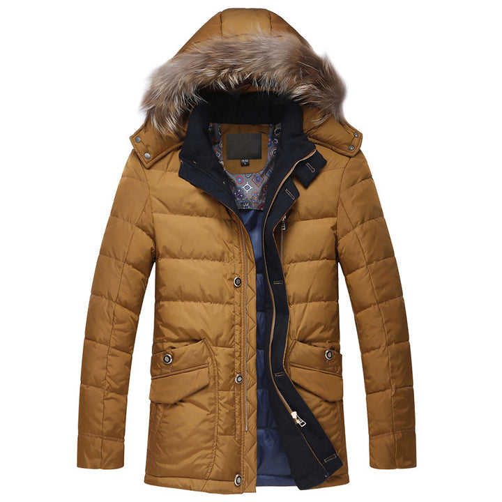 Herren Wattierte Kurzjacke mit Teddykragen und Wappenapplikation Drune