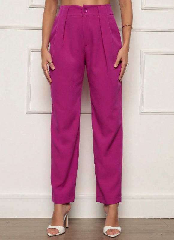 Damen elegante Hochbundhose mit Faltendetails Drune
