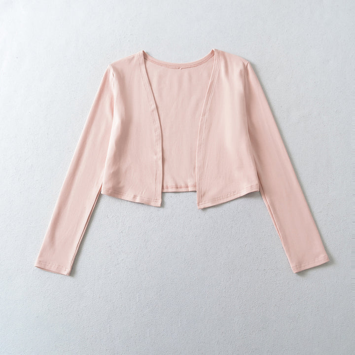Damen Zweiteiliges Feinstrick-Top-Set mit Mesh-Einsatz und offenem Cardigan Drune