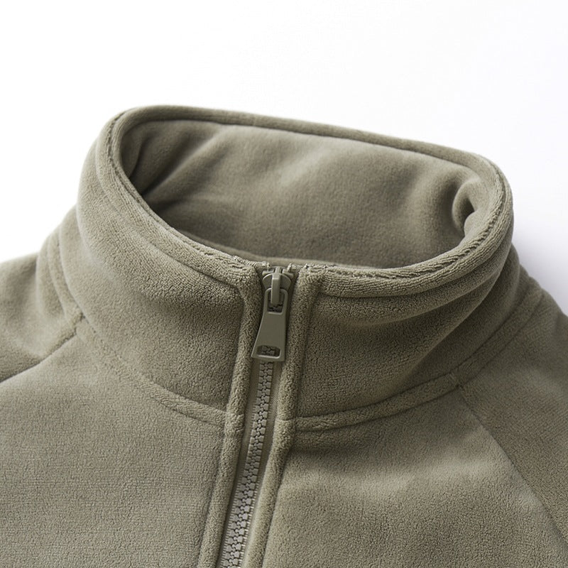 Herren Double-Fleece-Übergangsjacke mit Teddy‑Innenfutter, Stehkragen & verdeckten Eingrifftaschen Drune