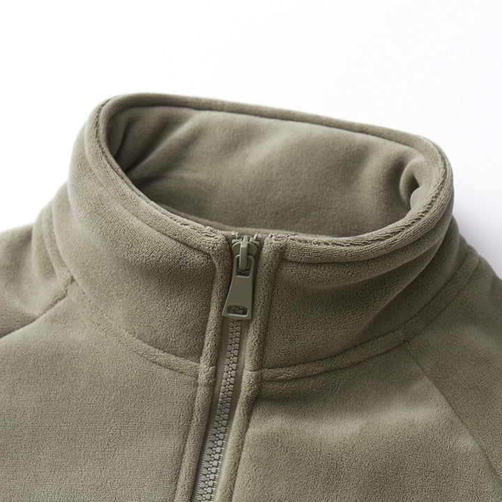 Herren Double-Fleece-Übergangsjacke mit Teddy‑Innenfutter, Stehkragen & verdeckten Eingrifftaschen Drune