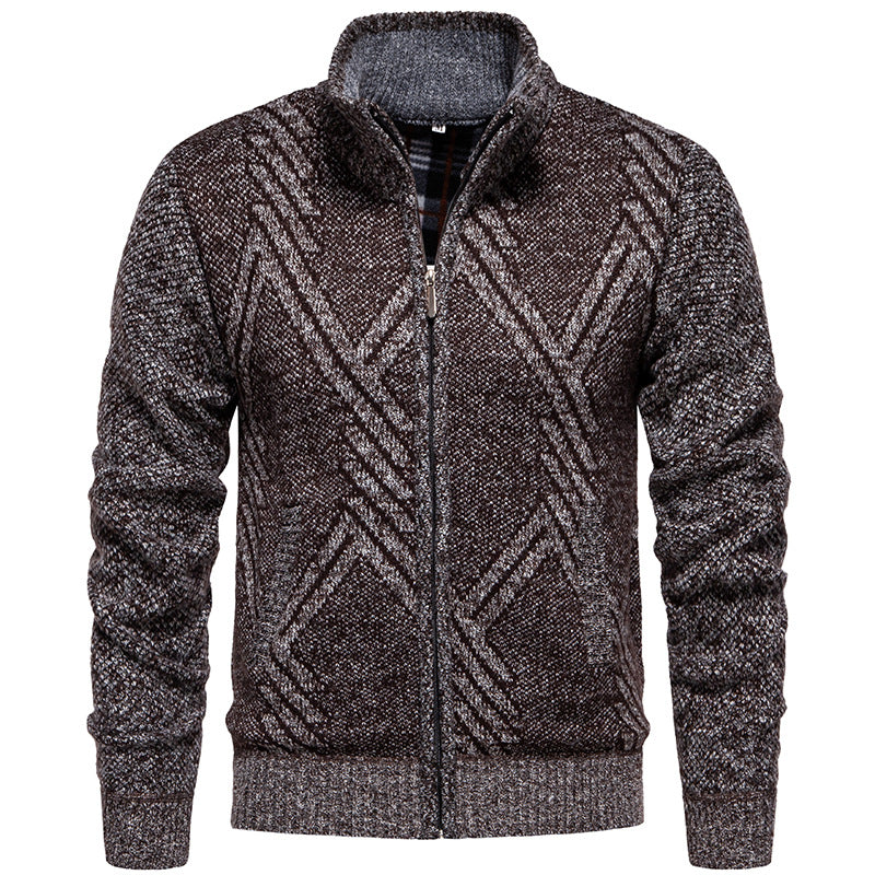 Herren sportliche Strickjacke mit modernem Zopfmuster Drune