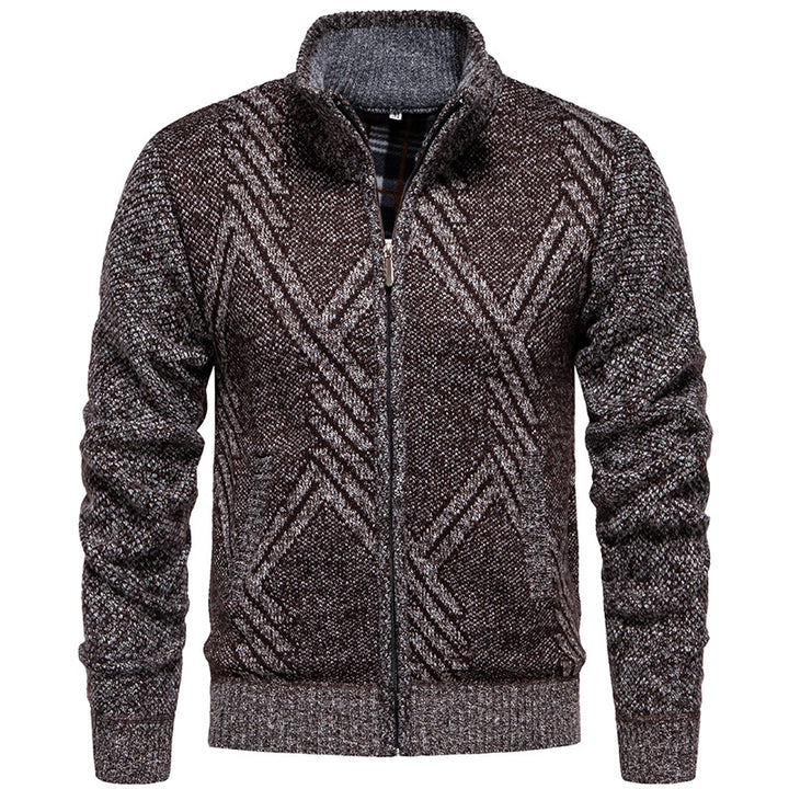 Herren sportliche Strickjacke mit modernem Zopfmuster Drune