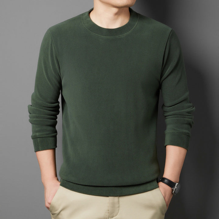 Herren Feiner Rundhals-Pullover aus Baumwollmix mit gerippten Bündchen und schlanker Passform Drune