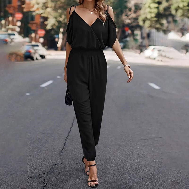 Damen Eleganter Overall mit rüschendetails und praktischem Gummizug Drune