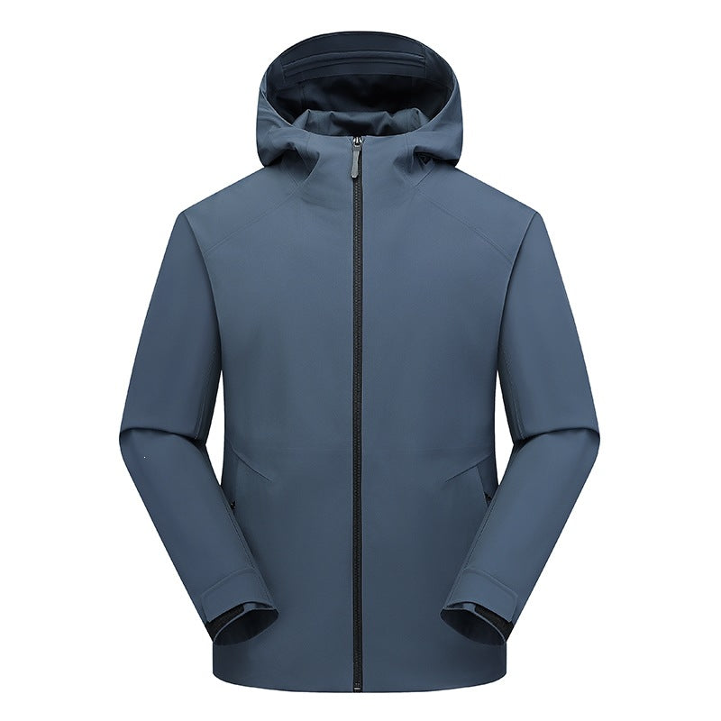 Herren Wasserabweisende Softshell-Outdoorjacke mit Kapuze, verschweißten Nähten & minimalistischer Reißverschluss Drune