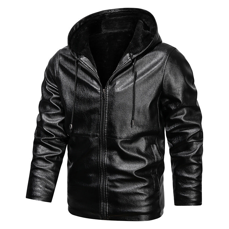 Herren Kapuzen-Lederoptikblouson mit wärmender Teddyfutter‑Innenlage Drune