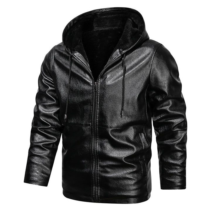 Herren Kapuzen-Lederoptikblouson mit wärmender Teddyfutter‑Innenlage Drune