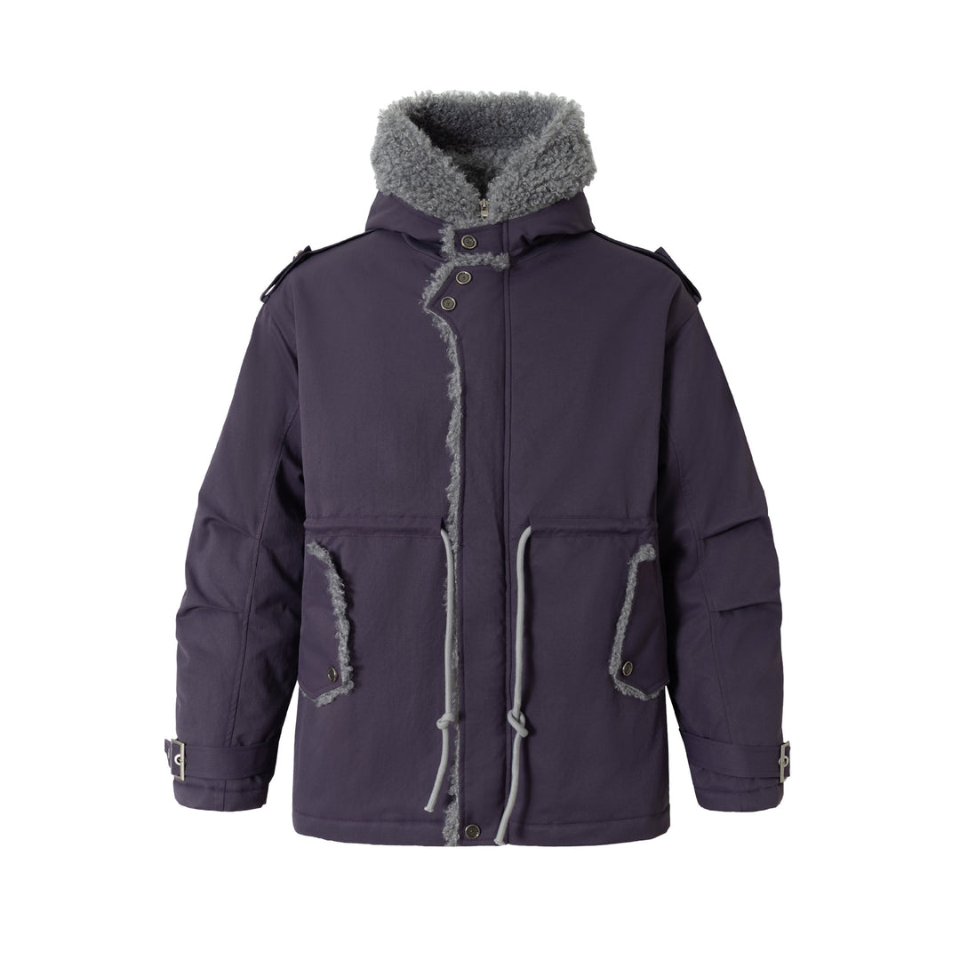 Damen Kurzparka mit Teddyfutter, Tunnelzug und Schnallenärmeln Drune
