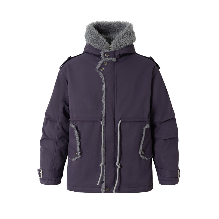 Damen Kurzparka mit Teddyfutter, Tunnelzug und Schnallenärmeln Drune