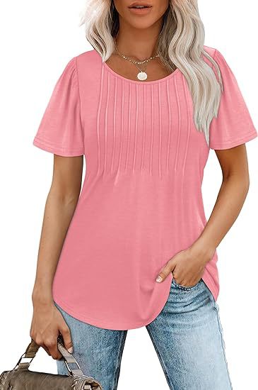 Damen Sommer T-Shirt mit Falten-Design Drune