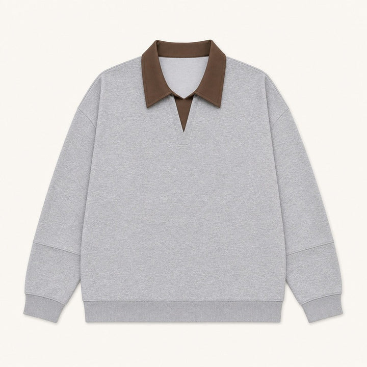 Damen Boxy-Polo-Sweatshirt mit kontrastiertem Spitzkragen Drune