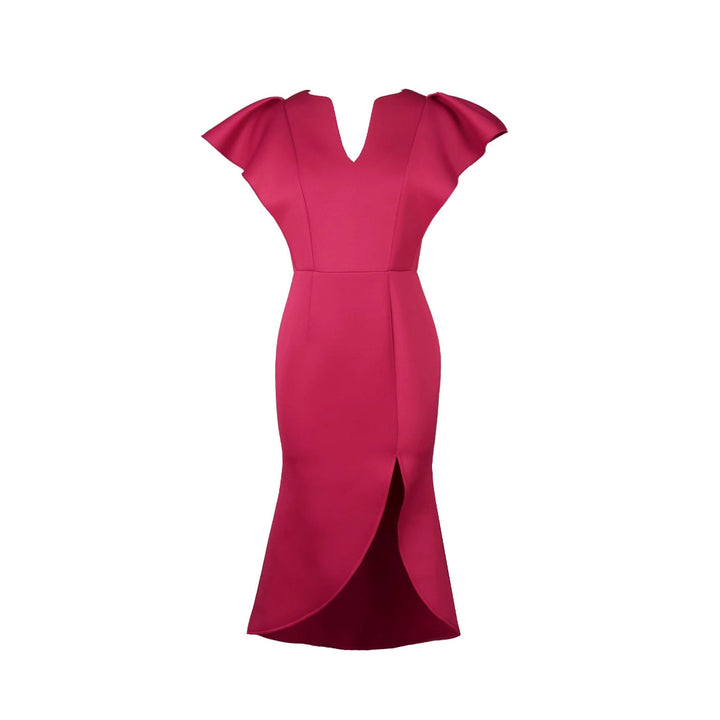 Damen figurbetontes Abendkleid mit voluminösen Rüschendetails Drune