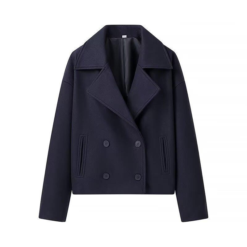 Damen elegante kurze Blazerjacke mit doppelter Knopfleiste und praktischen Taschen Drune