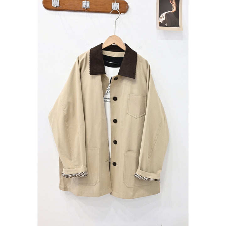 Damen Oversize-Chorejacke mit Cordkragen und großen aufgesetzten Taschen Drune