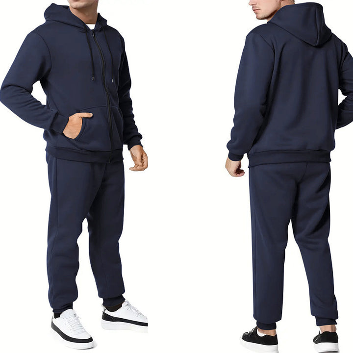 Herren nan zweiteiliges Zip-Hoodie und schmal zulaufende Jogginghose aus French Terry Drune